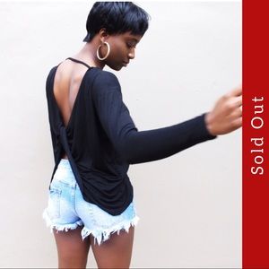 Open Back Long Sleeves Jersey Blouse